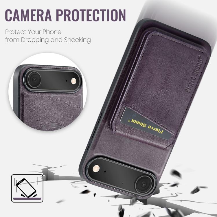 For iPhone Air Fierre Shann Cowhide Vertical Flip Magnetic Card Holder Phone Case
