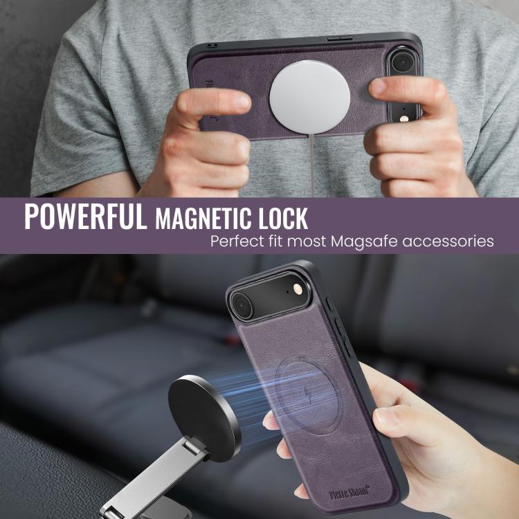 For iPhone Air Fierre Shann Cowhide Vertical Flip Magnetic Card Holder Phone Case