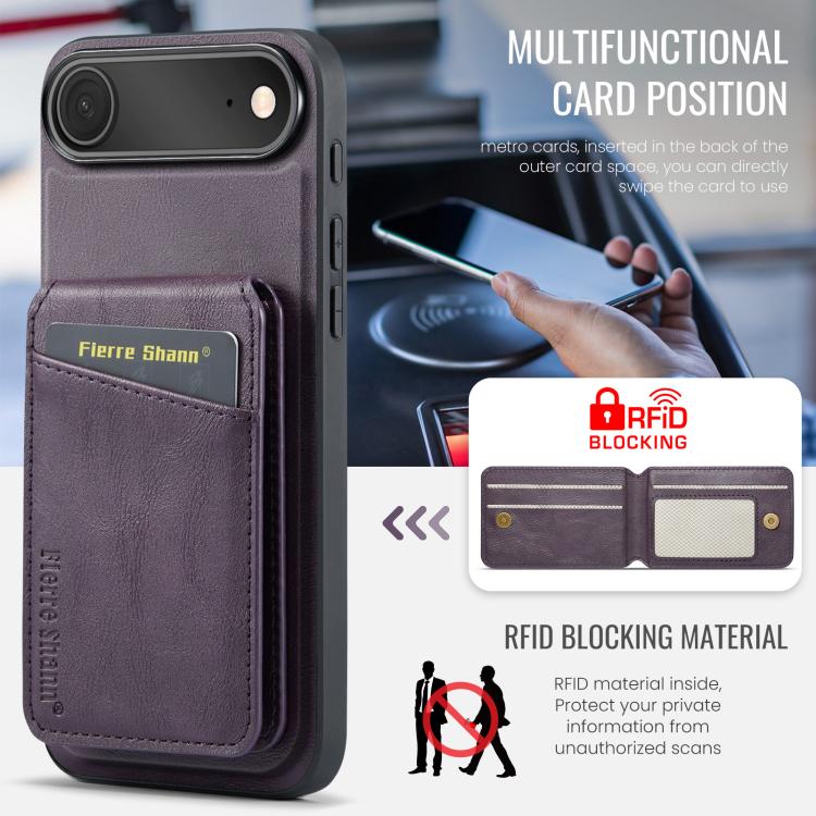 For iPhone Air Fierre Shann Cowhide Vertical Flip Magnetic Card Holder Phone Case