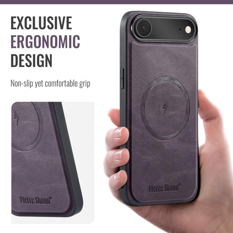 For iPhone Air Fierre Shann Cowhide Vertical Flip Magnetic Card Holder Phone Case
