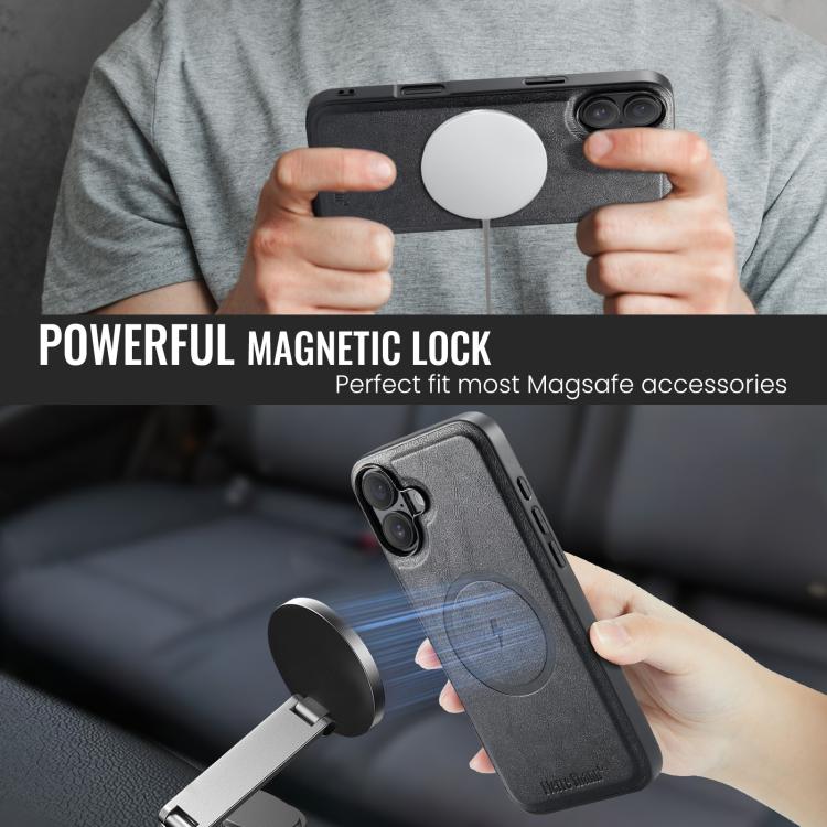 For iPhone 17 Fierre Shann Cowhide Vertical Flip Magnetic Card Holder Phone Case