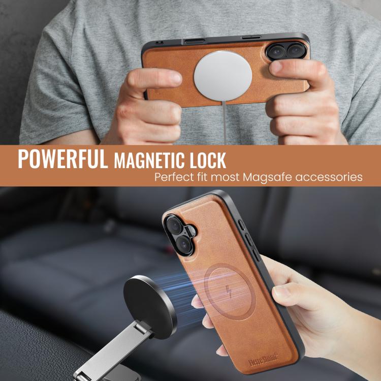 For iPhone 17 Fierre Shann Cowhide Vertical Flip Magnetic Card Holder Phone Case