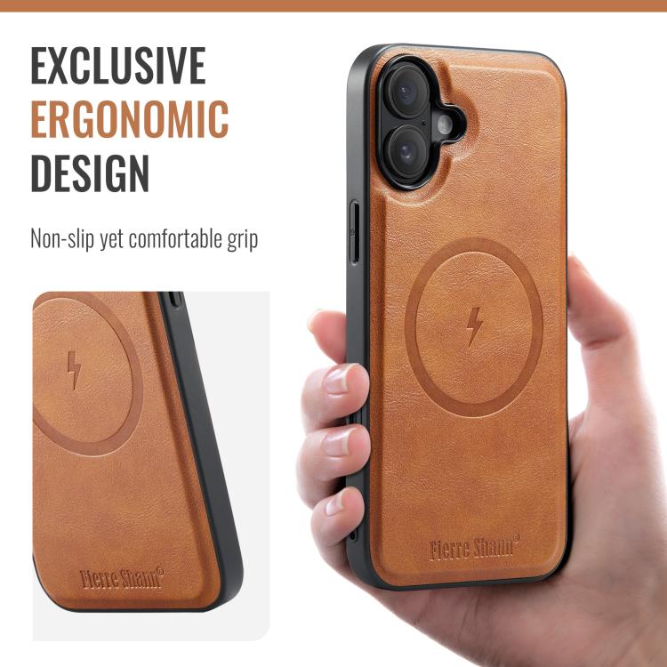 For iPhone 17 Fierre Shann Cowhide Vertical Flip Magnetic Card Holder Phone Case