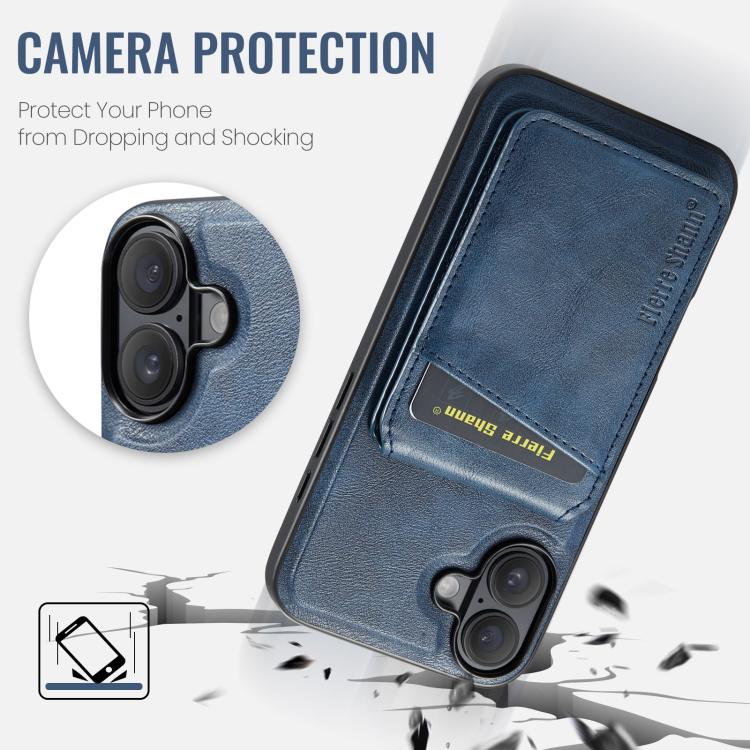 For iPhone 17 Fierre Shann Cowhide Vertical Flip Magnetic Card Holder Phone Case