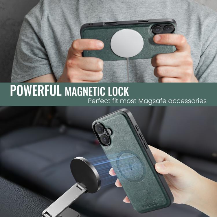 For iPhone 17 Fierre Shann Cowhide Vertical Flip Magnetic Card Holder Phone Case