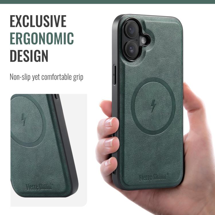 For iPhone 17 Fierre Shann Cowhide Vertical Flip Magnetic Card Holder Phone Case