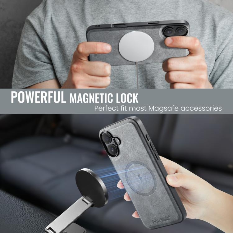 For iPhone 17 Fierre Shann Cowhide Vertical Flip Magnetic Card Holder Phone Case