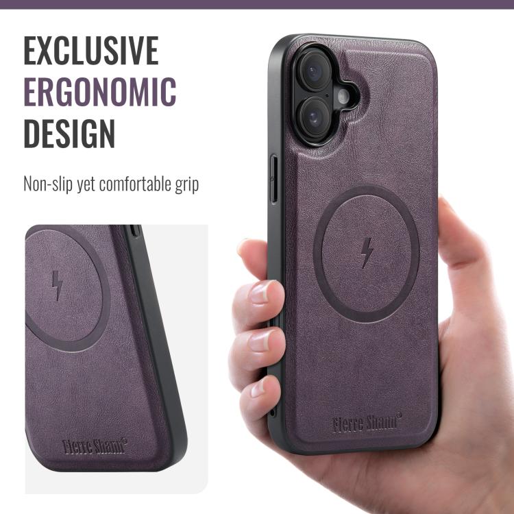 For iPhone 17 Fierre Shann Cowhide Vertical Flip Magnetic Card Holder Phone Case