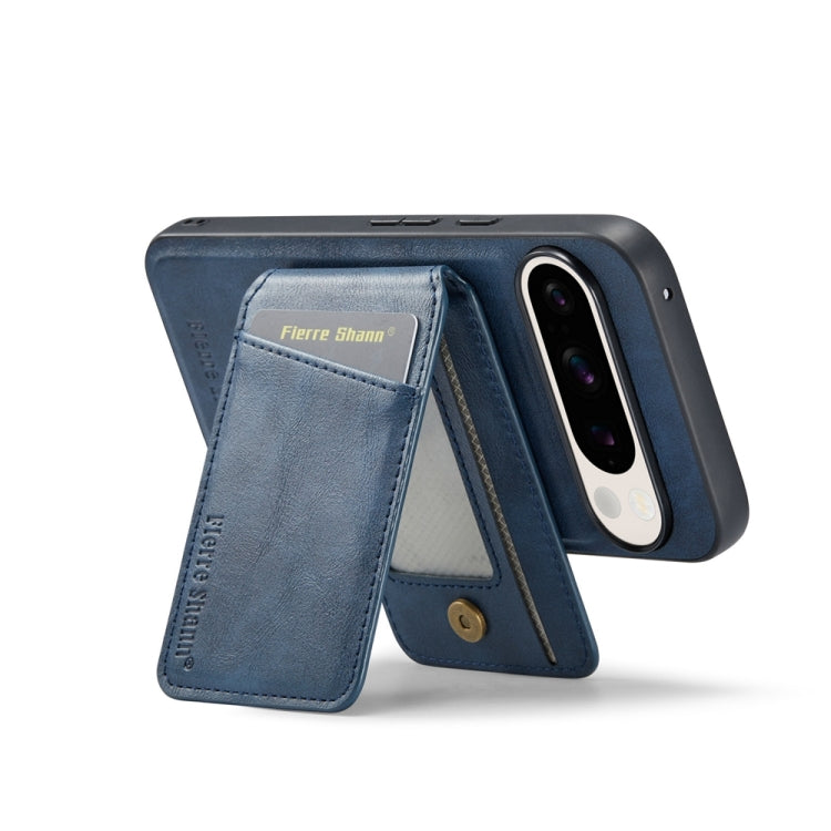 For Google Pixel 9 Pro Fierre Shann Cowhide Vertical Flip Magnetic Card Holder Phone Case