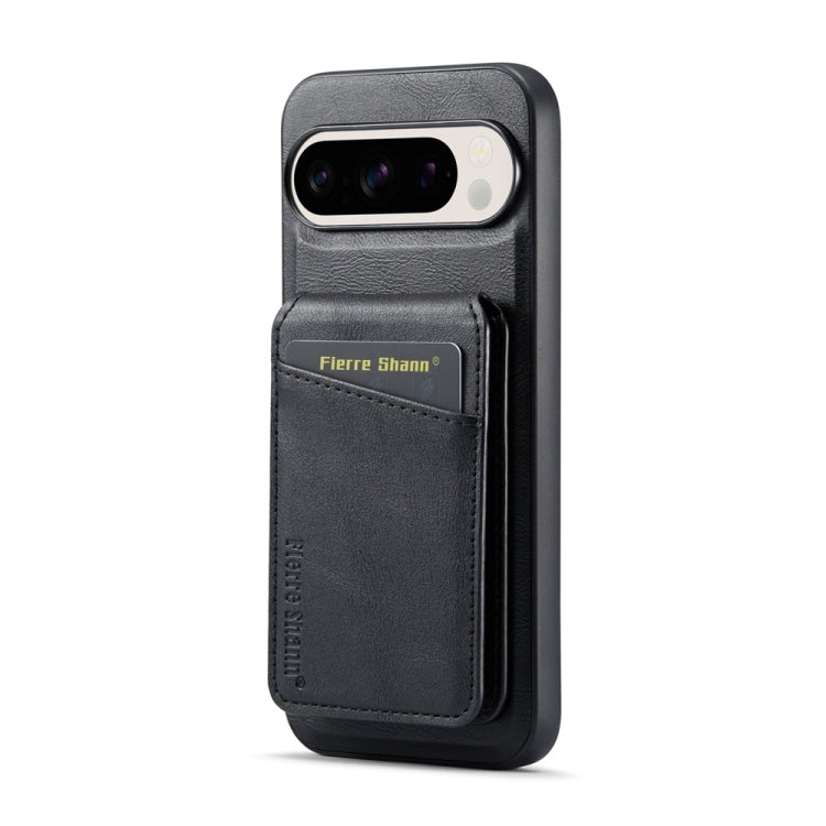 For Google Pixel 9 Fierre Shann Cowhide Vertical Flip Magnetic Card Holder Phone Case