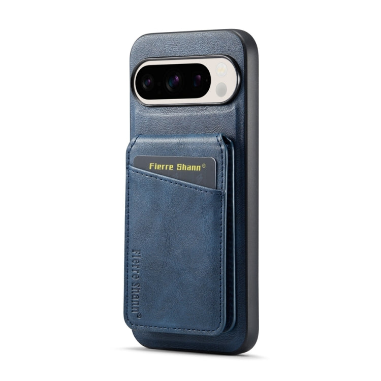 For Google Pixel 9 Fierre Shann Cowhide Vertical Flip Magnetic Card Holder Phone Case