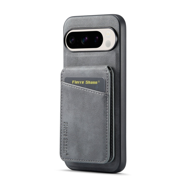 For Google Pixel 9 Fierre Shann Cowhide Vertical Flip Magnetic Card Holder Phone Case