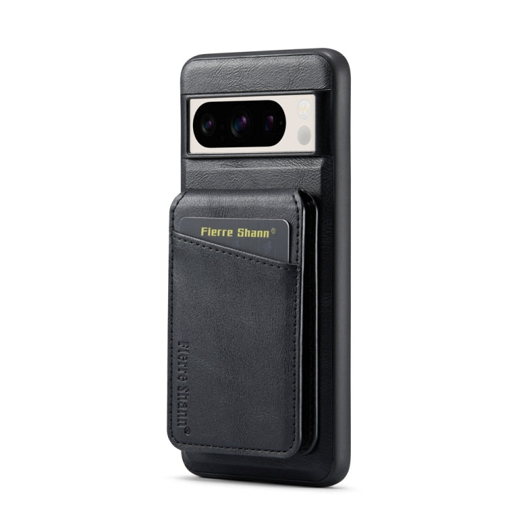 For Google Pixel 8 Pro Fierre Shann Cowhide Vertical Flip Magnetic Card Holder Phone Case