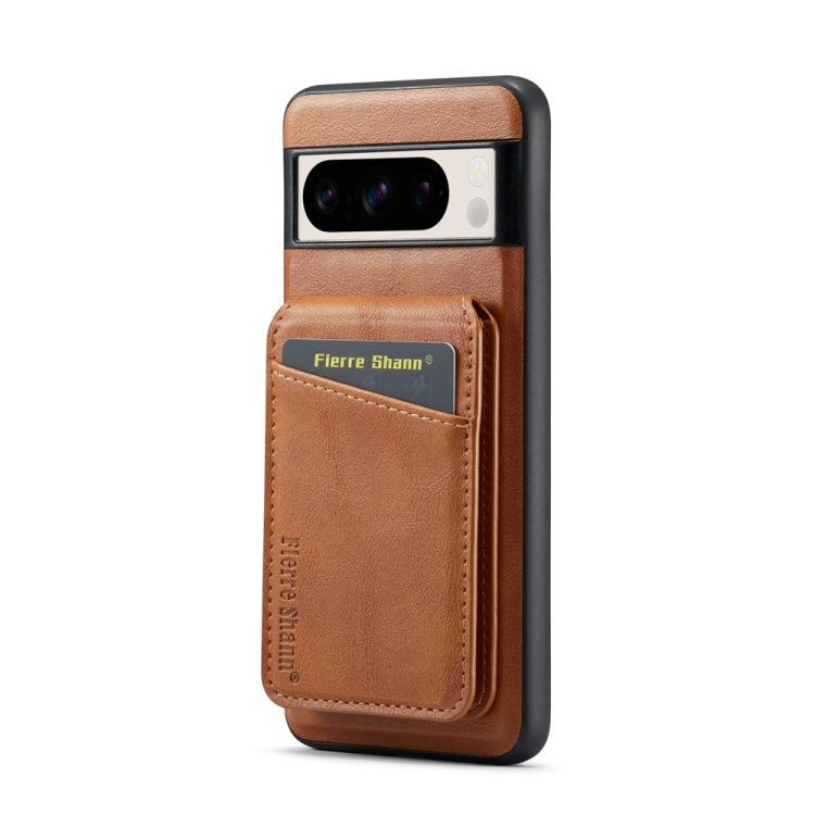 For Google Pixel 8 Pro Fierre Shann Cowhide Vertical Flip Magnetic Card Holder Phone Case