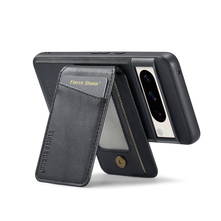 For Google Pixel 8 Fierre Shann Cowhide Vertical Flip Magnetic Card Holder Phone Case