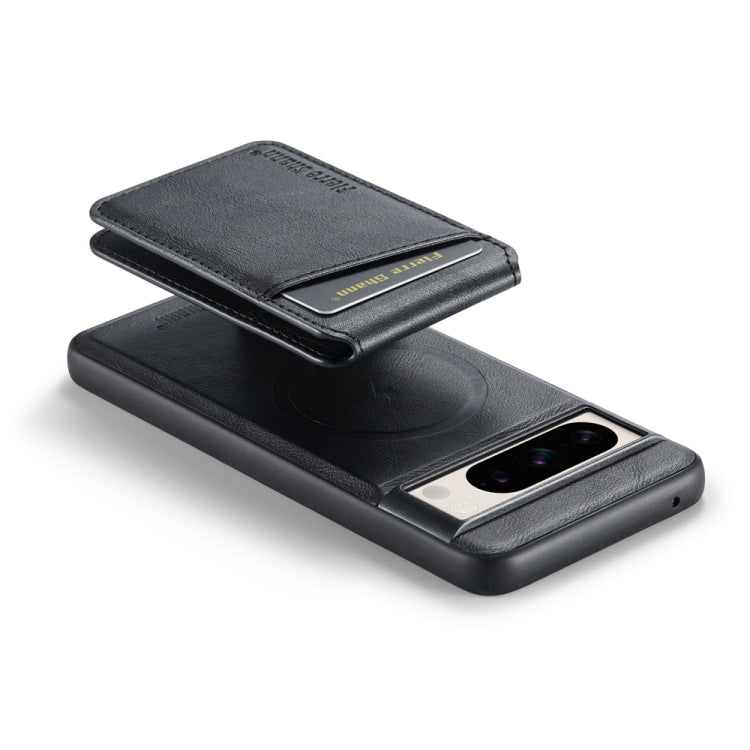 For Google Pixel 8 Fierre Shann Cowhide Vertical Flip Magnetic Card Holder Phone Case