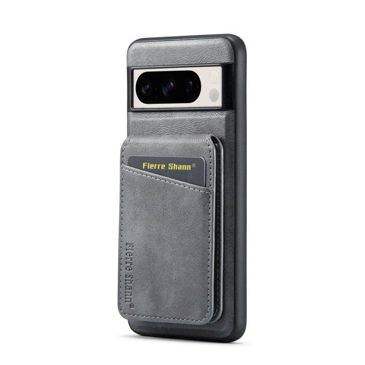 For Google Pixel 8 Fierre Shann Cowhide Vertical Flip Magnetic Card Holder Phone Case