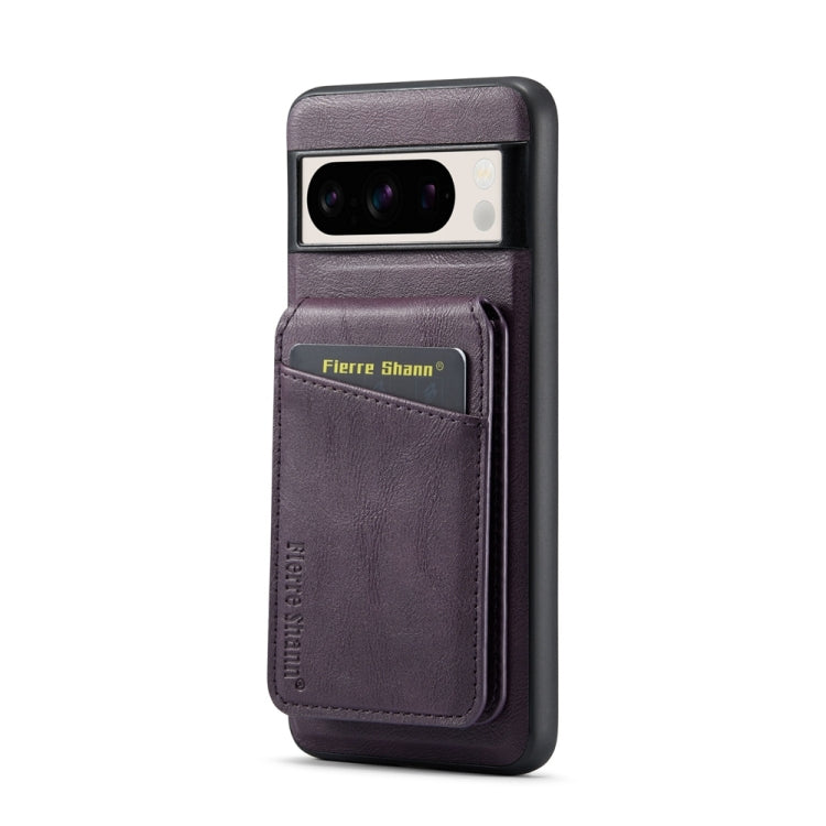 For Google Pixel 8 Fierre Shann Cowhide Vertical Flip Magnetic Card Holder Phone Case