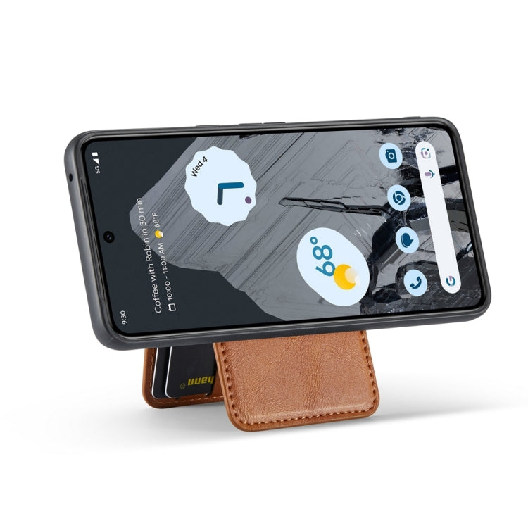 For Google Pixel 8a Fierre Shann Cowhide Vertical Flip Magnetic Card Holder Phone Case