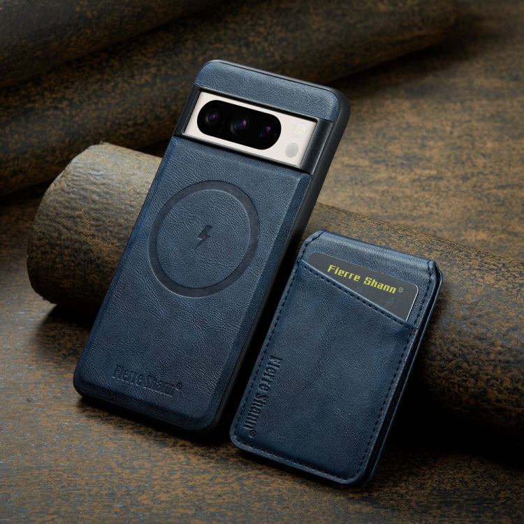 For Google Pixel 8a Fierre Shann Cowhide Vertical Flip Magnetic Card Holder Phone Case