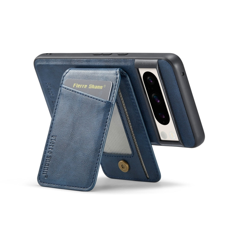 For Google Pixel 8a Fierre Shann Cowhide Vertical Flip Magnetic Card Holder Phone Case