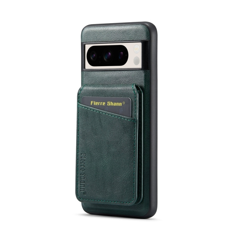 For Google Pixel 8a Fierre Shann Cowhide Vertical Flip Magnetic Card Holder Phone Case