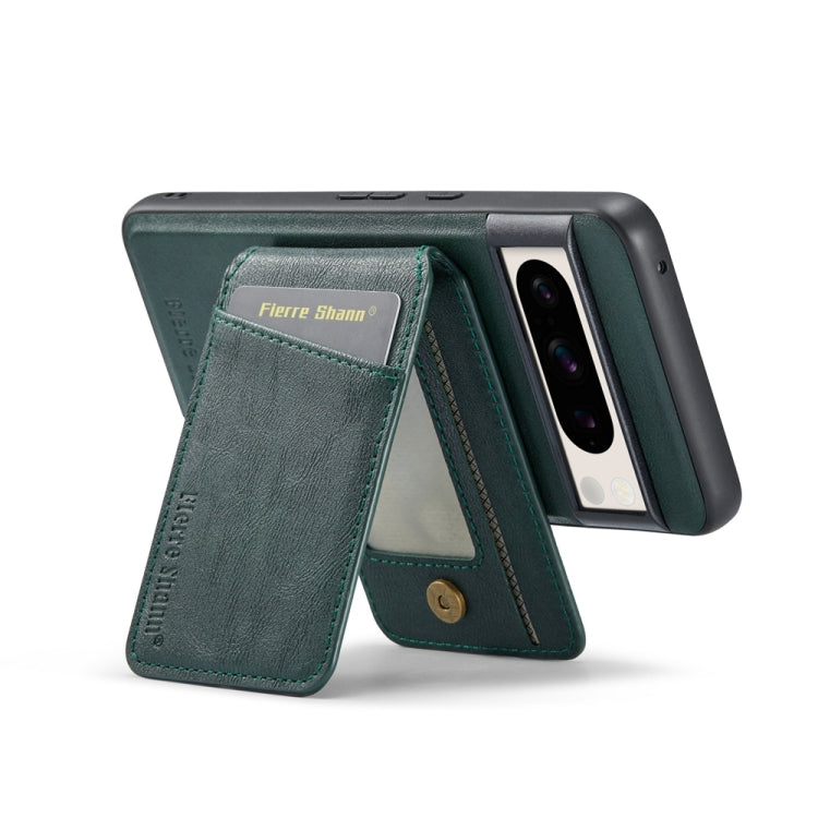 For Google Pixel 8a Fierre Shann Cowhide Vertical Flip Magnetic Card Holder Phone Case