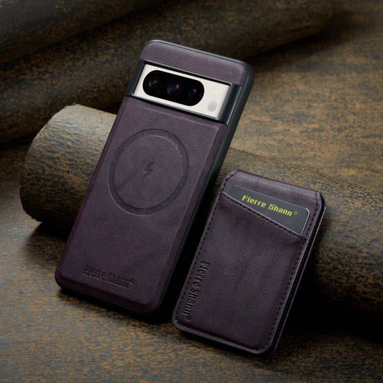 For Google Pixel 8a Fierre Shann Cowhide Vertical Flip Magnetic Card Holder Phone Case