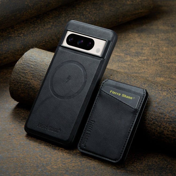 For Google Pixel 7 Fierre Shann Cowhide Vertical Flip Magnetic Card Holder Phone Case