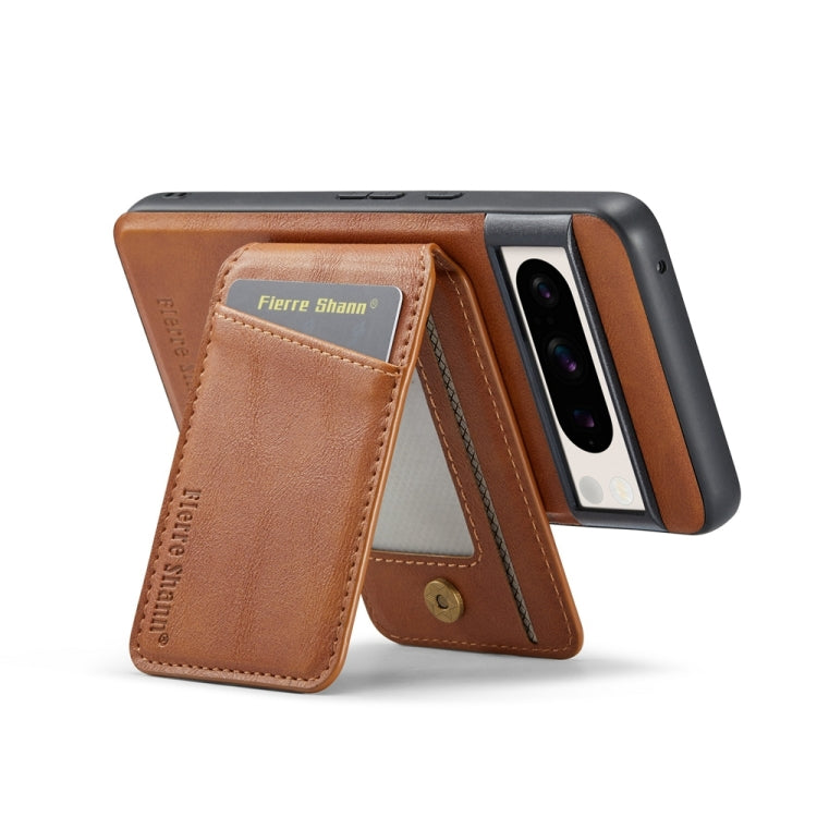 For Google Pixel 7 Fierre Shann Cowhide Vertical Flip Magnetic Card Holder Phone Case