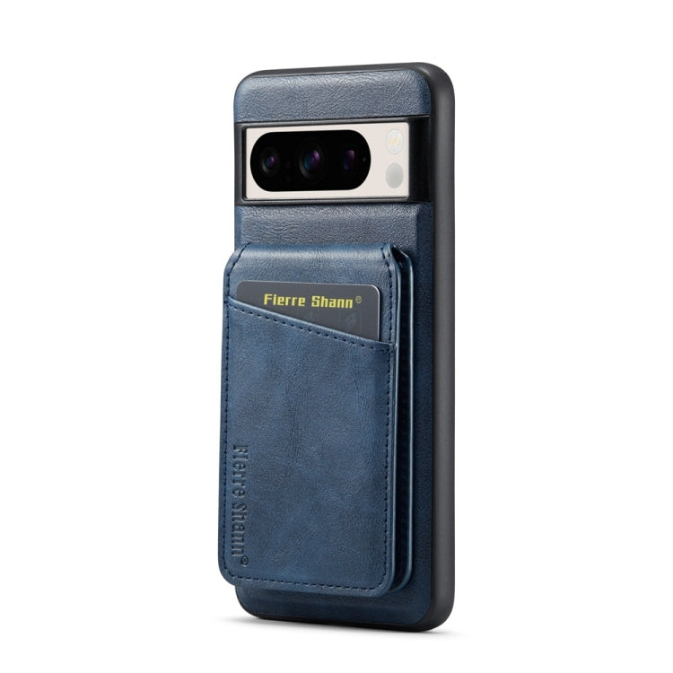 For Google Pixel 7 Fierre Shann Cowhide Vertical Flip Magnetic Card Holder Phone Case