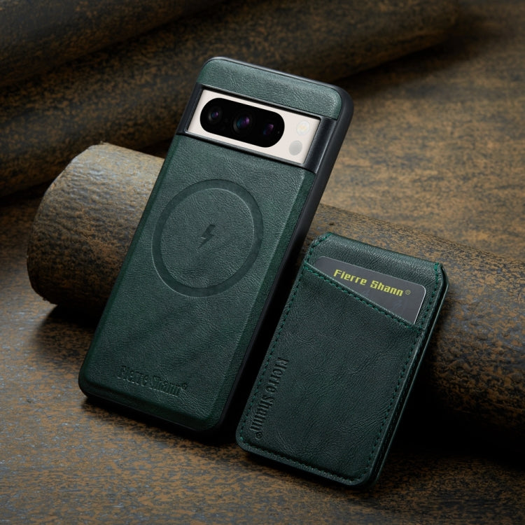 For Google Pixel 7 Fierre Shann Cowhide Vertical Flip Magnetic Card Holder Phone Case