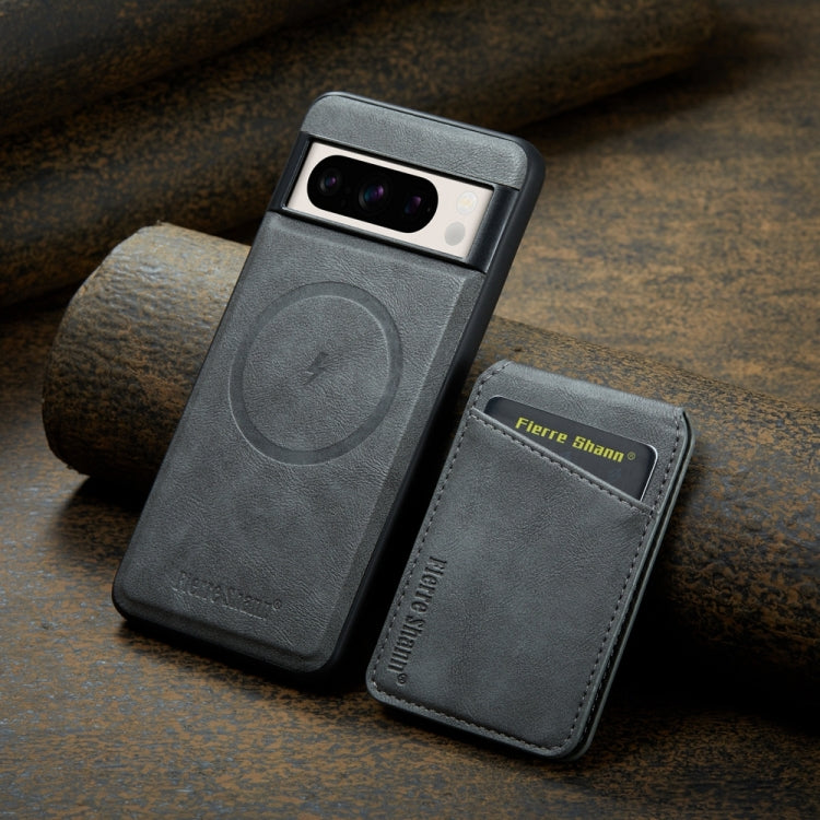 For Google Pixel 7a Fierre Shann Cowhide Vertical Flip Magnetic Card Holder Phone Case