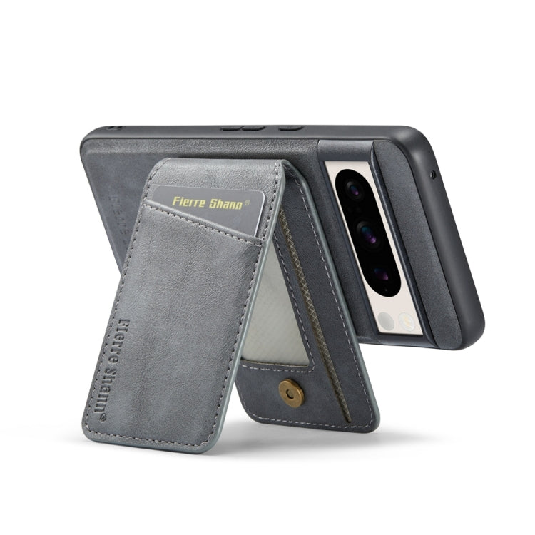 For Google Pixel 7a Fierre Shann Cowhide Vertical Flip Magnetic Card Holder Phone Case