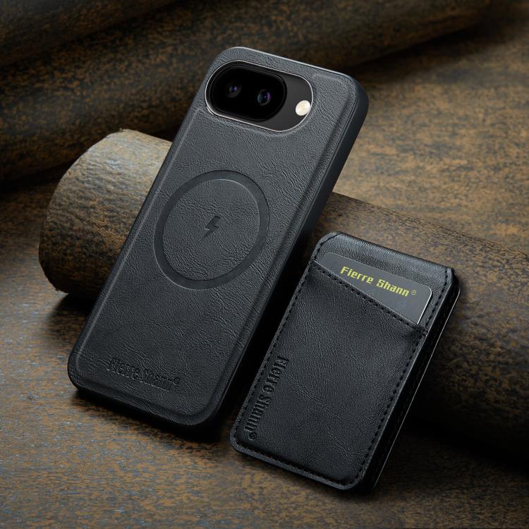 For Google Pixel 10a Fierre Shann Cowhide Vertical Flip Magnetic Card Holder Phone Case