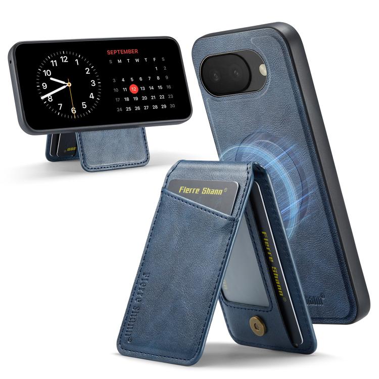 For Google Pixel 10a Fierre Shann Cowhide Vertical Flip Magnetic Card Holder Phone Case