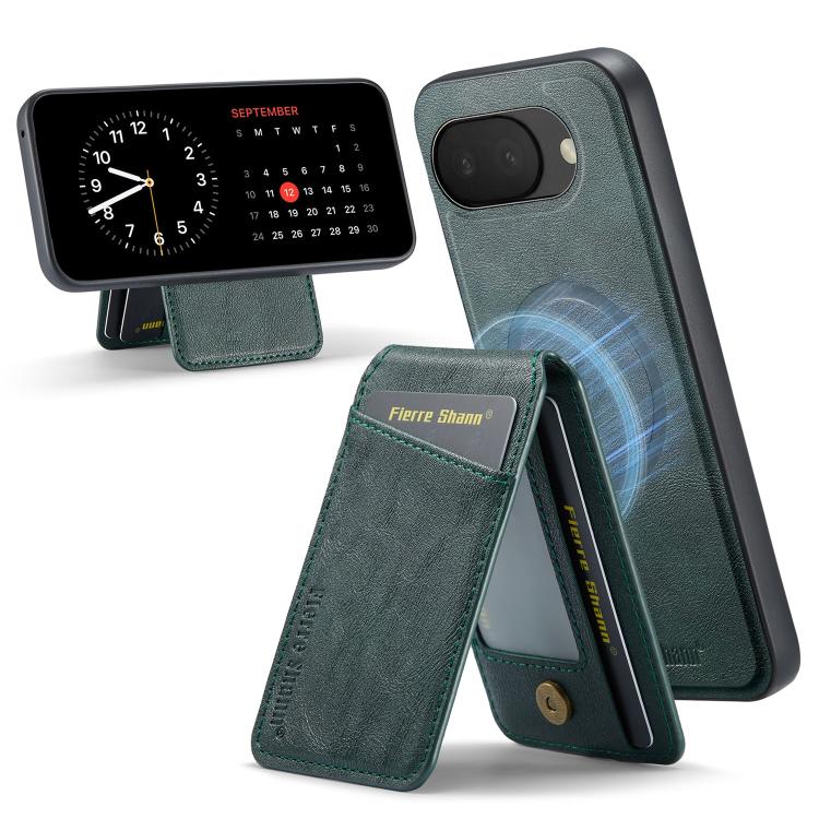 For Google Pixel 10a Fierre Shann Cowhide Vertical Flip Magnetic Card Holder Phone Case