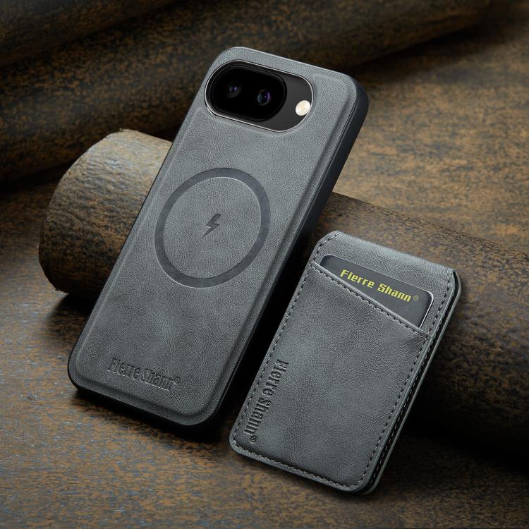 For Google Pixel 10a Fierre Shann Cowhide Vertical Flip Magnetic Card Holder Phone Case