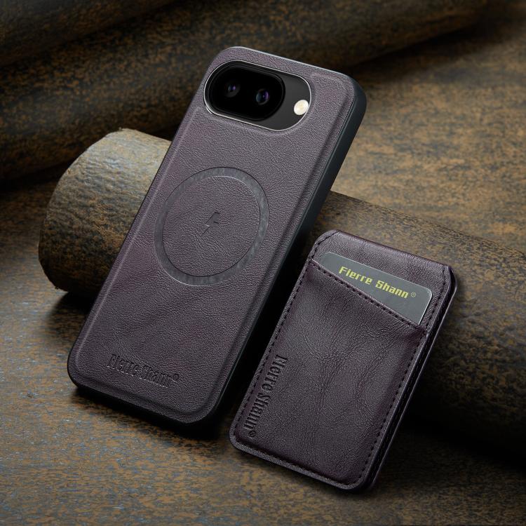 For Google Pixel 10a Fierre Shann Cowhide Vertical Flip Magnetic Card Holder Phone Case