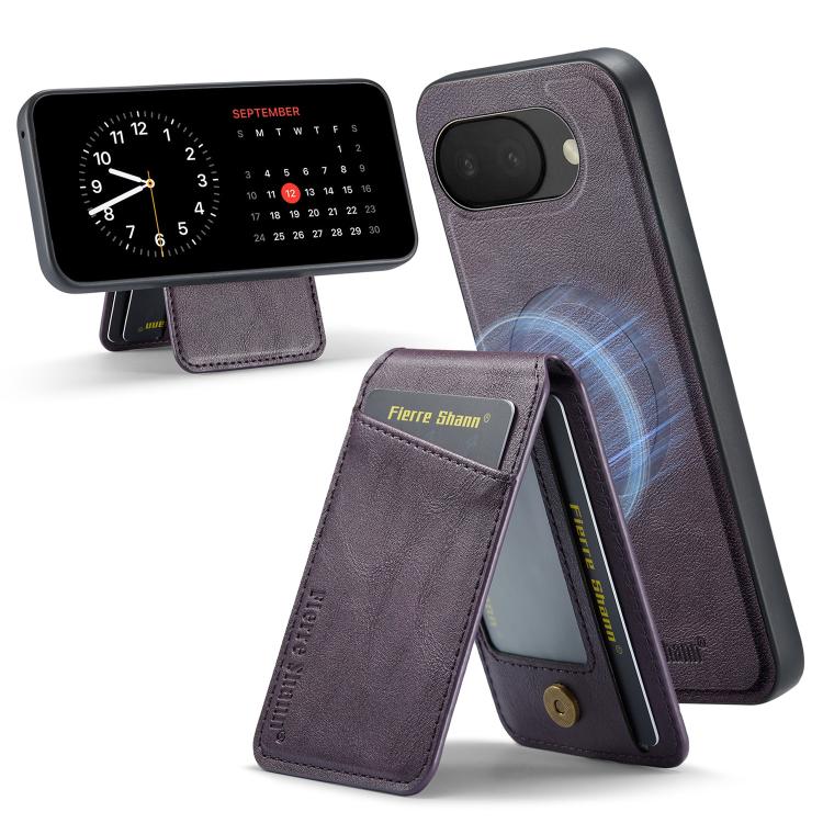 For Google Pixel 10a Fierre Shann Cowhide Vertical Flip Magnetic Card Holder Phone Case