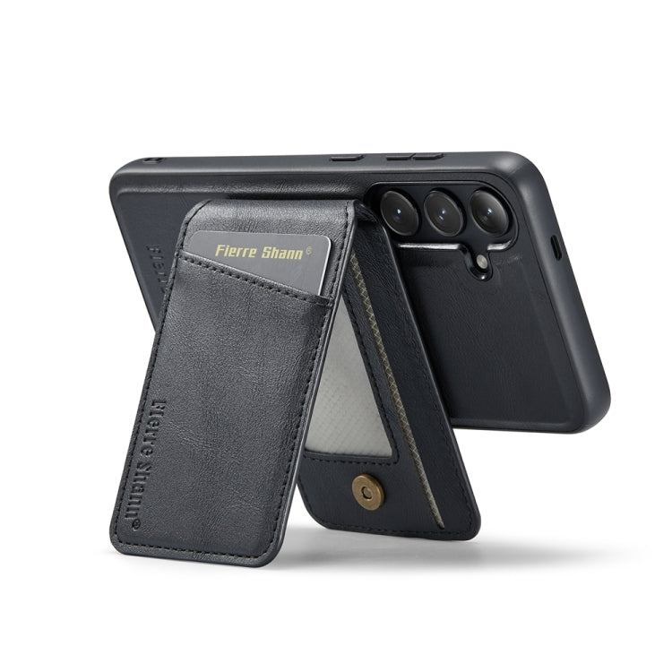 For Samsung Galaxy S23 FE 5G Fierre Shann Cowhide Vertical Flip Magnetic Card Holder Phone Case
