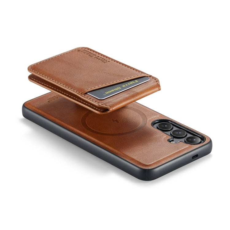 For Samsung Galaxy S23 FE 5G Fierre Shann Cowhide Vertical Flip Magnetic Card Holder Phone Case