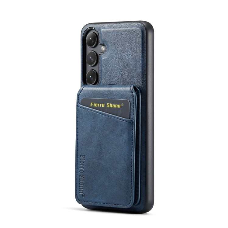 For Samsung Galaxy S23 FE 5G Fierre Shann Cowhide Vertical Flip Magnetic Card Holder Phone Case