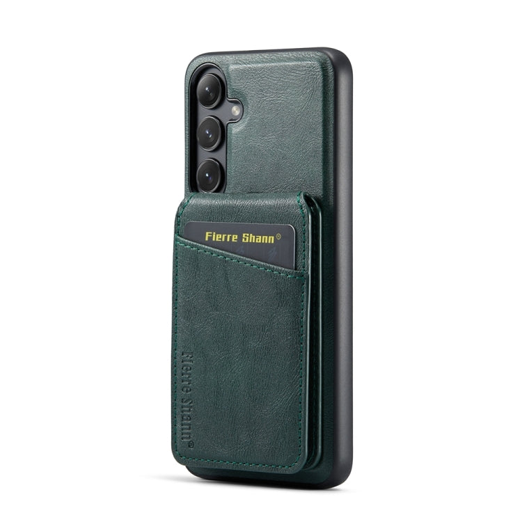 For Samsung Galaxy S23 FE 5G Fierre Shann Cowhide Vertical Flip Magnetic Card Holder Phone Case