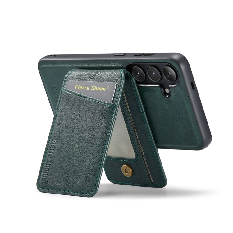 For Samsung Galaxy S23 FE 5G Fierre Shann Cowhide Vertical Flip Magnetic Card Holder Phone Case