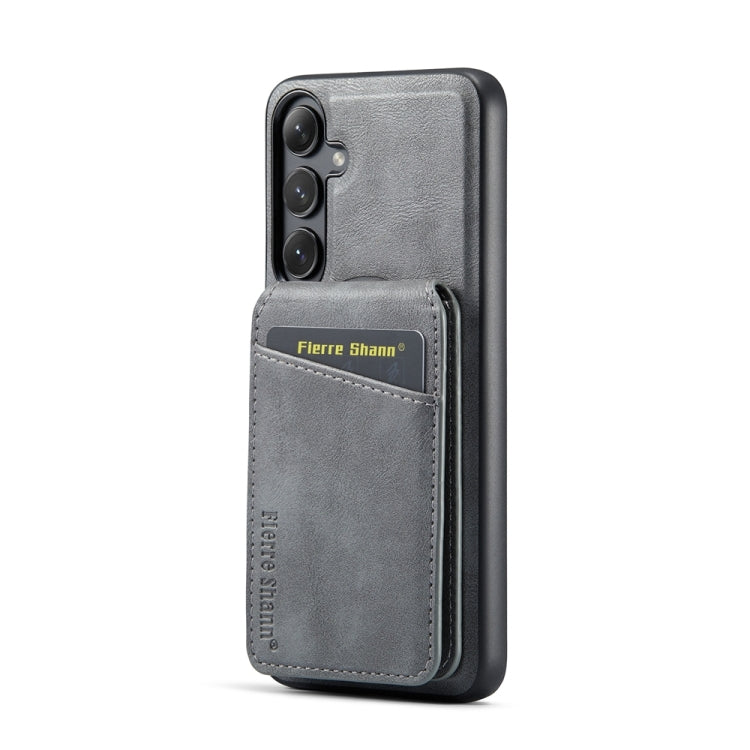 For Samsung Galaxy S23 FE 5G Fierre Shann Cowhide Vertical Flip Magnetic Card Holder Phone Case