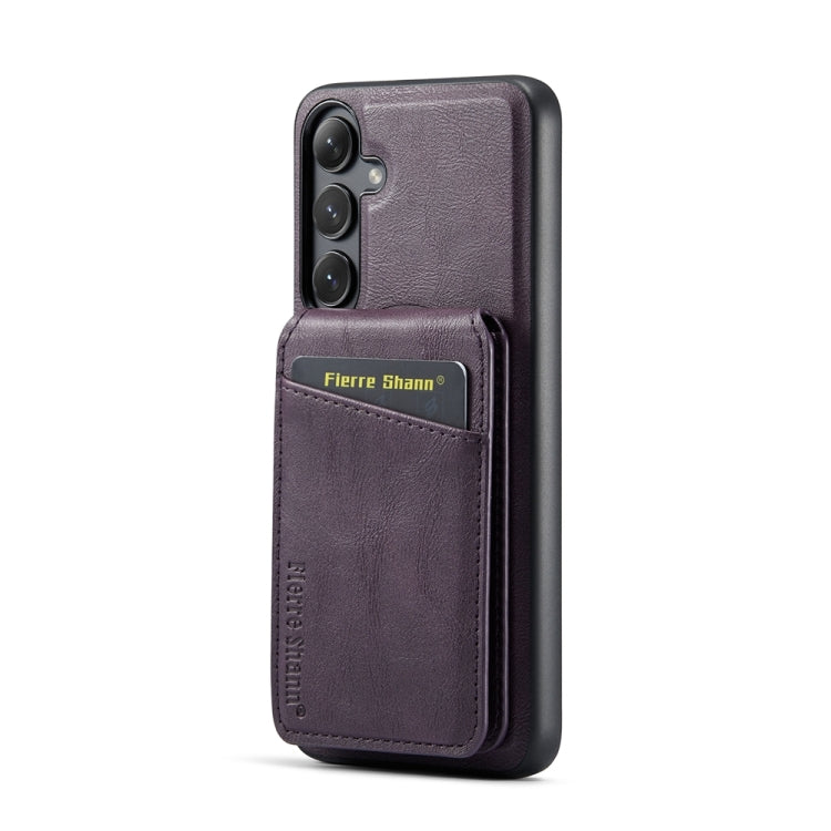 For Samsung Galaxy S23 FE 5G Fierre Shann Cowhide Vertical Flip Magnetic Card Holder Phone Case