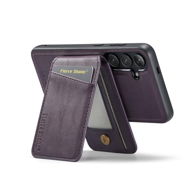 For Samsung Galaxy S23 FE 5G Fierre Shann Cowhide Vertical Flip Magnetic Card Holder Phone Case