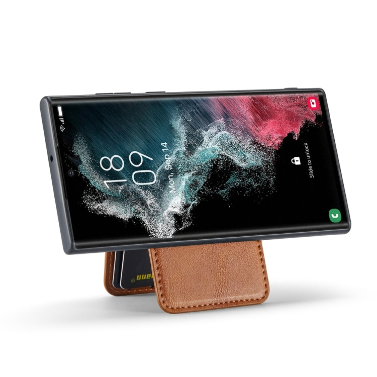 For Samsung Galaxy S24 Ultra 5G Fierre Shann Cowhide Vertical Flip Magnetic Card Holder Phone Case