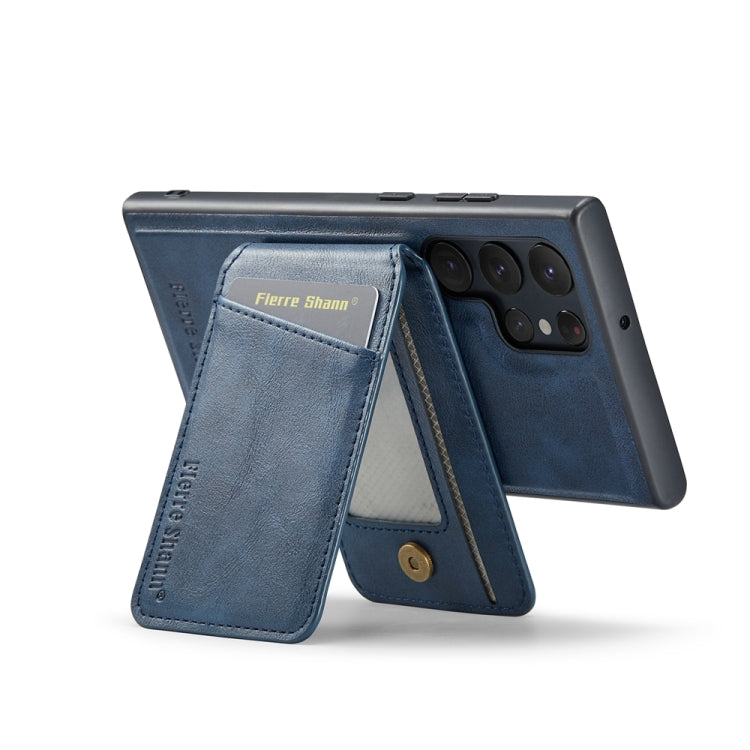 For Samsung Galaxy S24 Ultra 5G Fierre Shann Cowhide Vertical Flip Magnetic Card Holder Phone Case